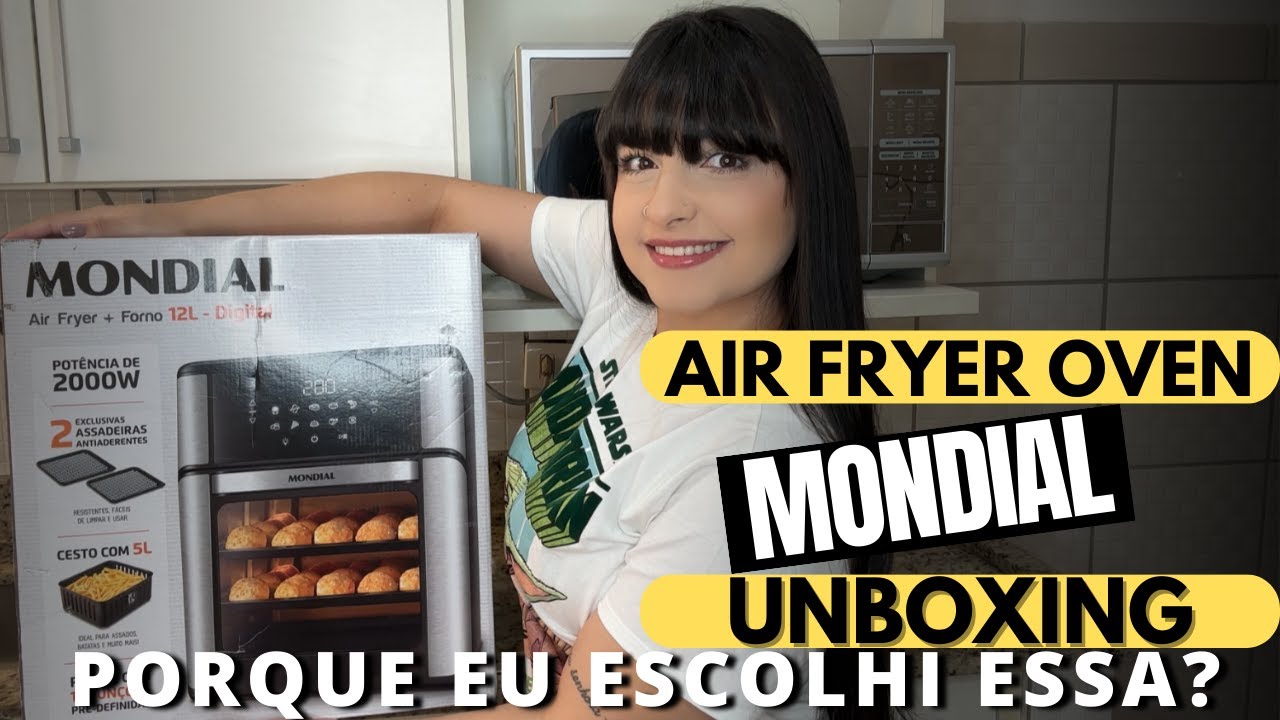 AIR FRYER MONDIAL 12L - FRITADEIRA ELÉTRICA SEM ÓLEO - AFO-12L-BI Oven 12L com Forno - UNBOXING