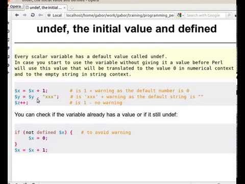 Beginner Perl Maven tutorial: 2.10 - undef