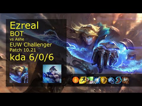 Ezreal ADC & Rakan vs Ashe & Lux - EUW Challenger 6/0/6 Patch 10.21 Gameplay
