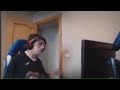 Guy Smashing His Computer Desk And Setup