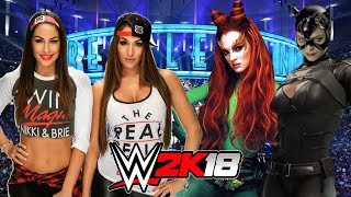 THE BELLA TWINS vs CATWOMAN AND POISON IVY | WWE 2K18 Gameplay