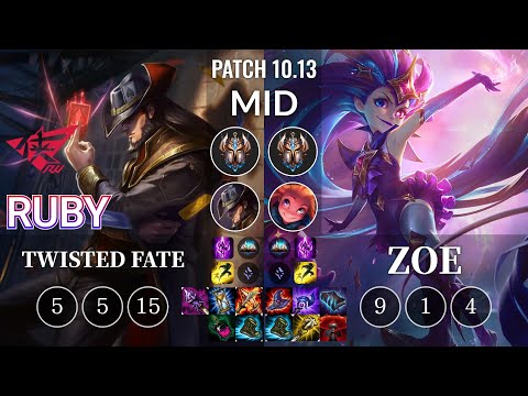 RW Ruby Twisted Fate vs Zoe Mid - KR Patch 10.13