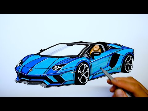 How to draw a car - Lamborghini Aventador - Coloring (Part 2)