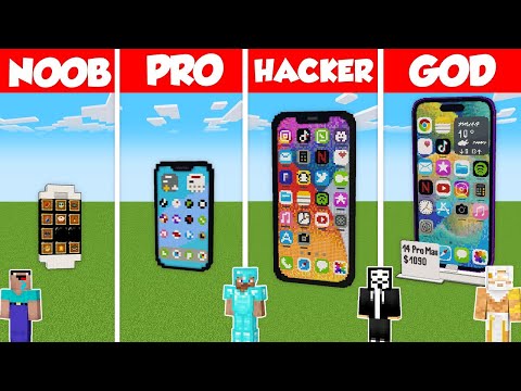 Noob Builder - Minecraft - IPHONE 14 PRO MAX HOUSE BUILD CHALLENGE - Minecraft Battle: NOOB vs PRO vs HACKER vs GOD / Animation