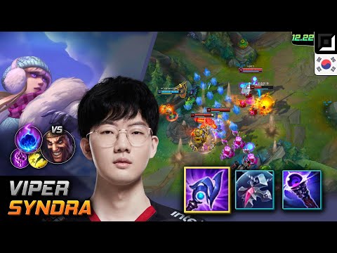 Viper Bot Syndra Build Luden's Tempest Arcane Comet - Viper Syndra Match Highlight - LOL KR 12.22