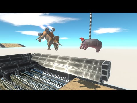 SuperJump Over Spikes with Jet Engine  - Animal Revolt Battle Simulator