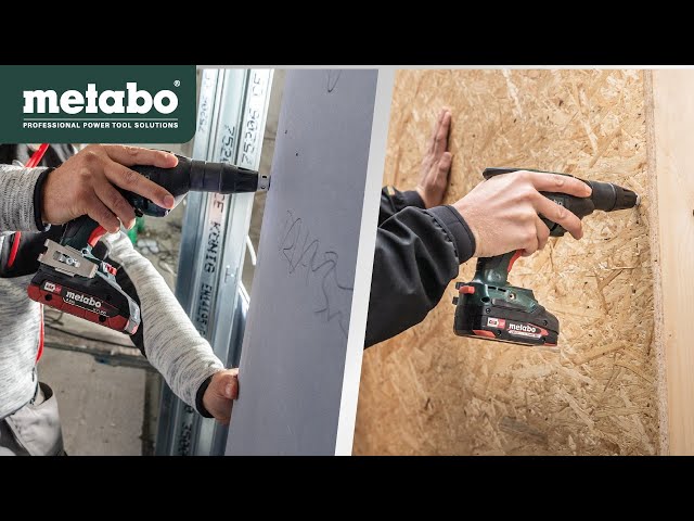 Video Teaser für Metabo 18 Volt Cordless Drywall Screwdriver TBS 18 LTX BL 5000 and HBS 18 LTX BL 3000 (for wood)