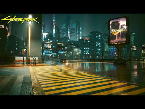 Relaxing Evening Walk in Night City Cyberpunk 2077 in 4K