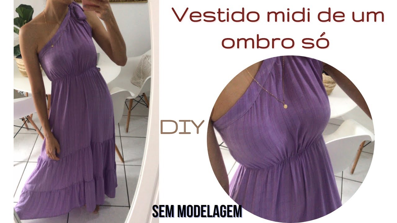 Vestido de um ombro só MUITO FÁCIL ! Passo a passo, não precisa de modelagem