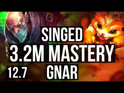 SINGED vs GNAR (TOP) | Rank 1 Singed, 3.2M mastery, 5/2/17, 900+ games | EUW Challenger | 12.7