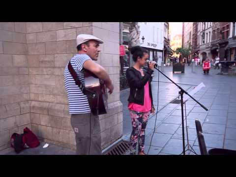 Singing with a street musician in Brussels