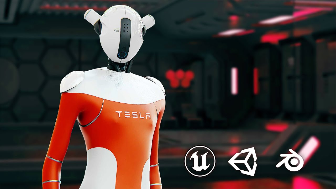 Tesla Robot V-3 Auto-Rig Pro Rigged For Mixamo Unreal Engine Unity 3D Model