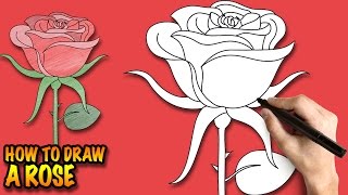 How to draw a Rose 03 - Easy step-by-step drawing lessons for kids