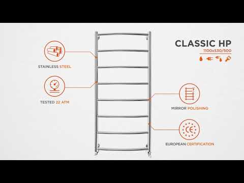 Водяной полотенцесушитель Mario Классик HP 1.3.0103.01.P (4820111351398, 1100x530, хром/белый глянец/черный матовый/золото/сатин/бронза)