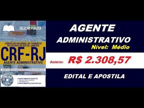 Edital Apostila Seleção Pública CRF RJ 2018 Cargo Agente Administrativo (Rio de Janeiro)