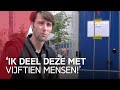 Studenten douchen in festivaldouches op straat