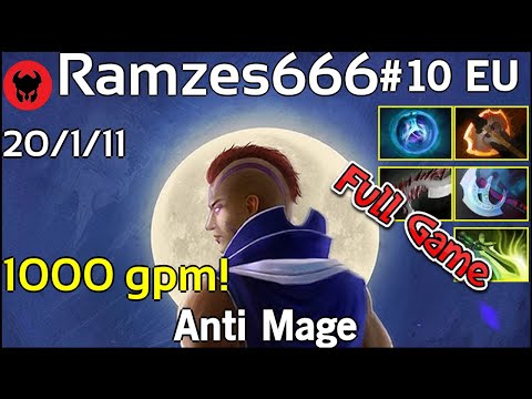1000 gpm! Ramzes666 [VP] plays Anti Mage!!! Dota 2 Full Game 7.20