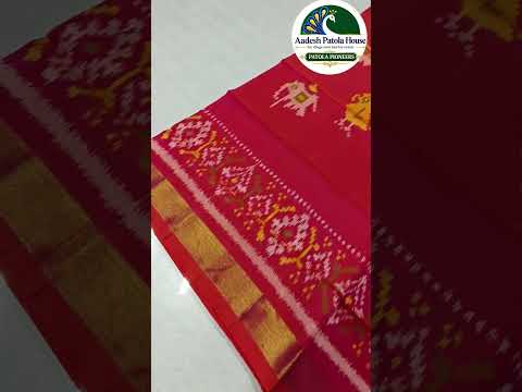 Peach Colour Animal Motifs Single Ikat Dress Dupatta