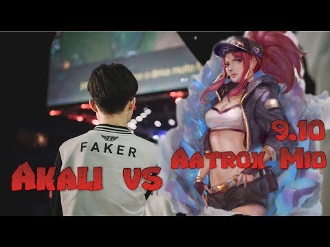 Faker - Akali vs Aatrox Mid - LoL Season 9 KR Ranked | League Of Legends