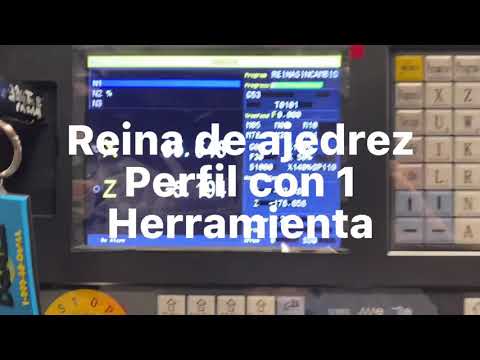 TORNO CNC EJEMPLO Reina de juego de ajedrez en metal control 990 torno