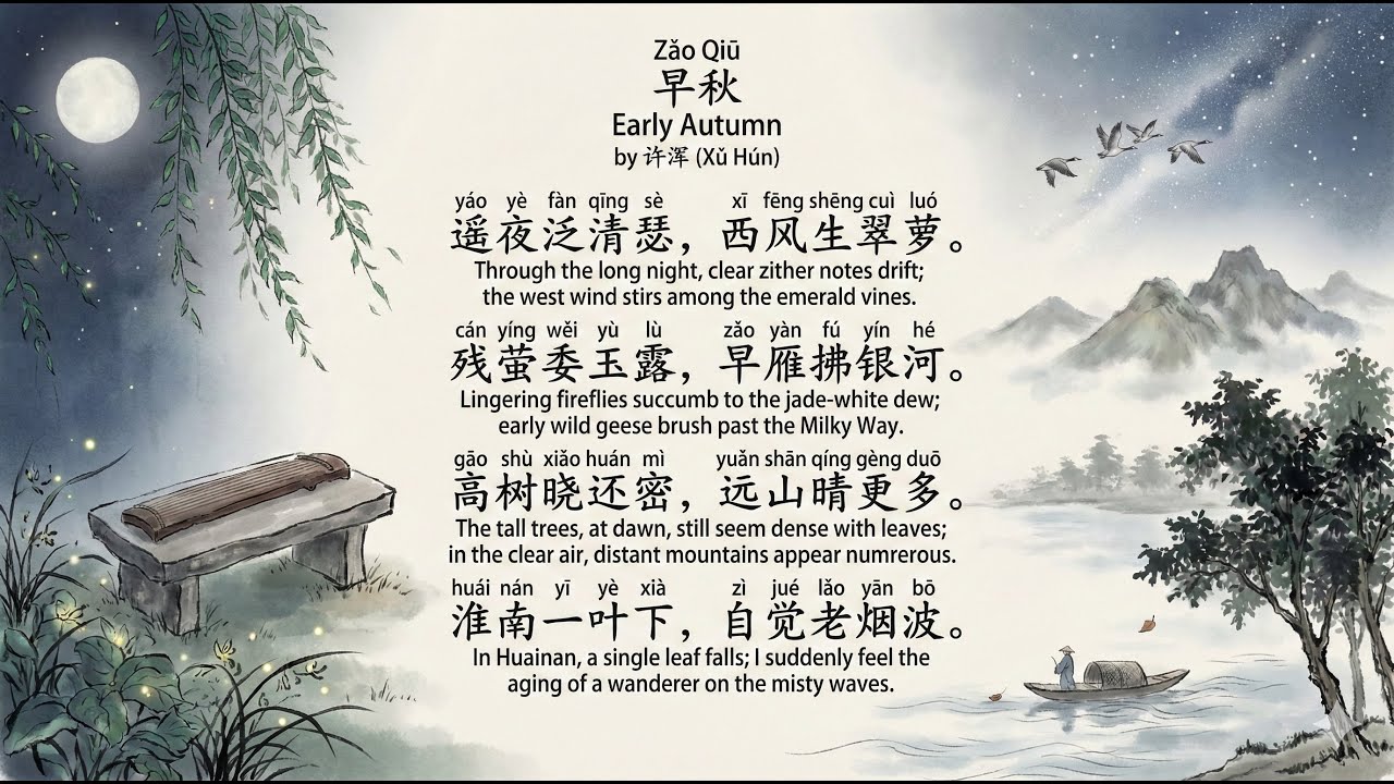 Zǎo Qiū早秋Early Autumn by 许浑 (Xǔ Hún)
