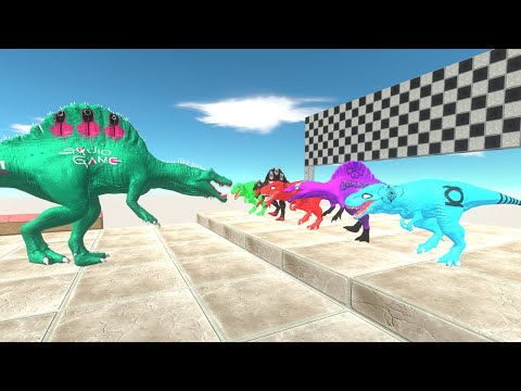 GREEN LANTERN T REX vs SQUID GAME SPINO SPEED RACE DEATH RUN - Animal Revolt Battle Simulator