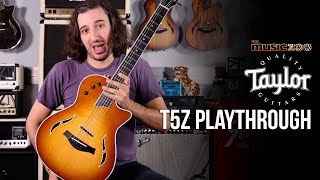 Video thumbnail for The Swiss Army Knife of Taylor Guitars - The T5z Standard! Electric and Acoustic Tones in One! by The Music Zoo