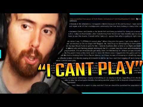 Asmongold Reads One of the Top Classic WoW Reddit Posts About Not Being Able to Play