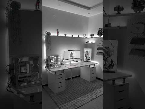 White gaming pc 🤍🔥 #gamingroom #desksetup #gamingpc #pcsetup #setupinspiration
