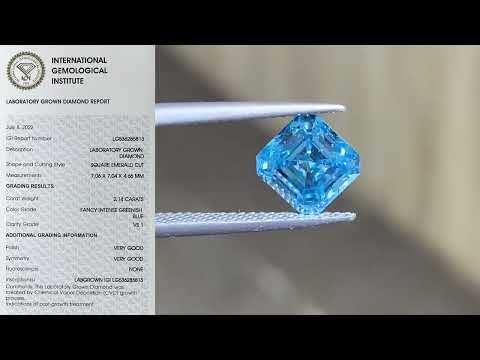 ZKZ Diamond CVD Colored Asscher Blue Lab Grown Diamonds with IGI Certification In Stock