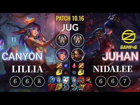 DWG Canyon Lillia vs OZ Juhan Nidalee Jungle - KR Patch 10.16