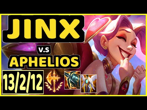 JINX vs APHELIOS - 13/2/12 KDA BOTTOM ADC GAMEPLAY - KR Ranked GRANDMASTER