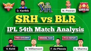 SRH VS BLR Dream11 Team | SRH VS BLR Dream11 | Dream11 Today Match Prediction