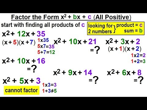 Algebra Ch 6 Factoring 1 of 55 What is a Factor