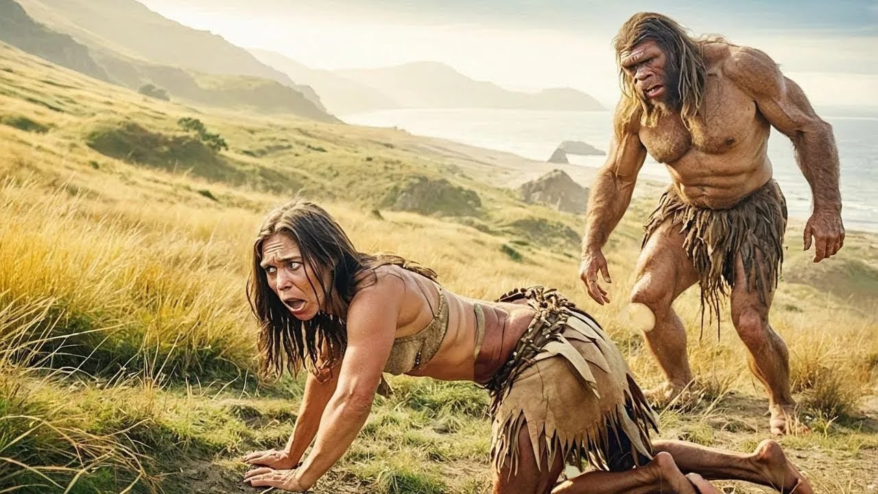 Último Neandertal Vivo Espreita Vila Buscando Uma Fêmea Para F€CÜNDÂR E O Povo O Caça