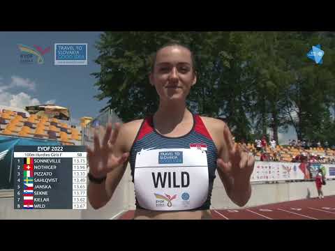 100m prepone [Ž], FINALE, zlatna Mia Wild - Europski olimpijski festival mladih 2022