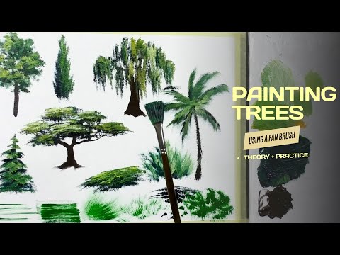 How to Paint Trees with a Fan Brush Step by step| Oil Painting Techniques