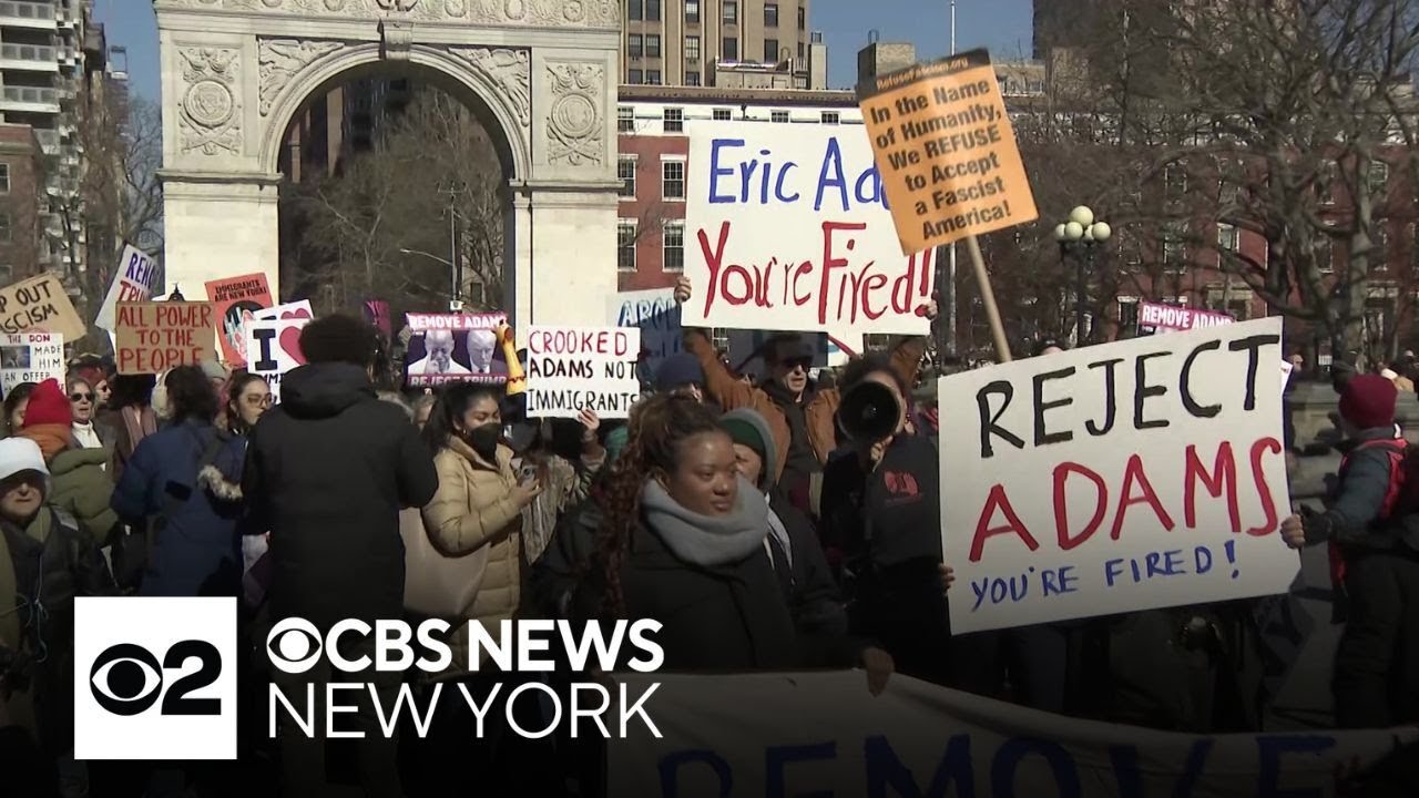 Demonstrators call on governor to remove NYC Mayor Eric Adams from office