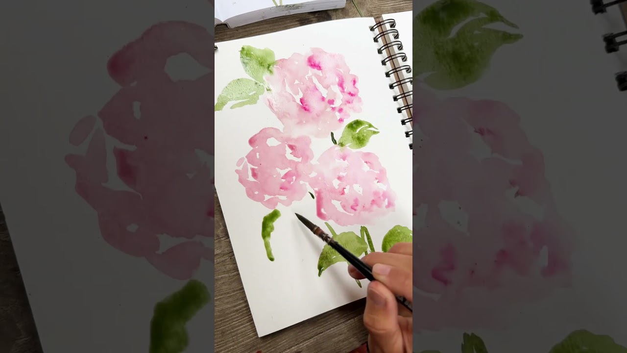 How to paint easy watercolor hydrangea for beginners