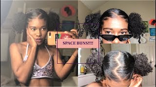 How To: Two Space buns Zig Zag | Natural Hair