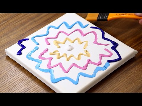 Acrylic Painting For Beginners From Zigzag Line on Canvas #1027｜Flying Whale｜Easy Painting ASMR