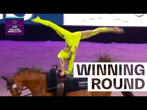 In Neon to the Crown 👑 Amazing Kathrin Meyer | Female FEI Vaulting World Cup™ Final Omaha 2022/23