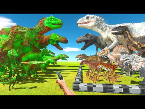 FPS Avatar Rescues Carnivore Dinosaurs and Fight Green Zombie Itself -Animal Revolt Battle Simulator