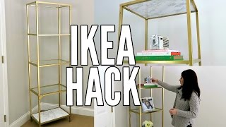 IKEA HACK! | GOLD AND WHITE MARBLE DIY | IKEA VITTSJO SHELF UNIT