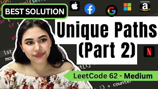 YouTube video 'Unique Paths (Part 2) - LeetCode 62 Python'