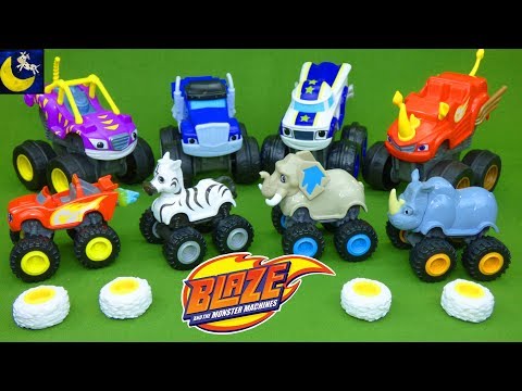LOTS of Blaze and the Monster Machines Toys Animal Island Diecast Rhino Stripes Crusher Truck Toys