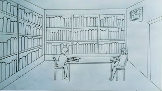 How to draw library step by step (very easy) || Part 1 || Zia easy drawing
