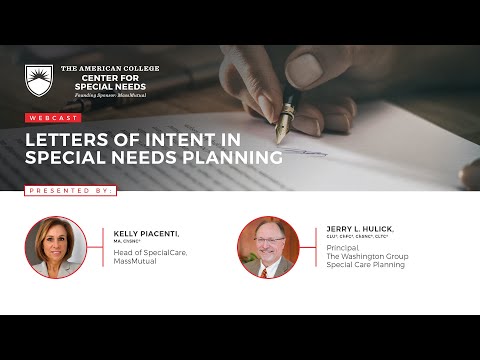 WEBCAST: Letters of Intent in Special Needs Planning