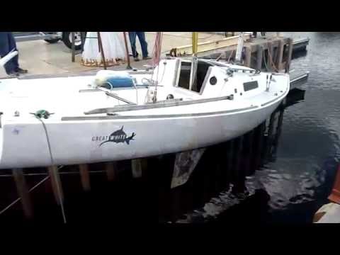 Launching the J/22 Sailboat Great White J