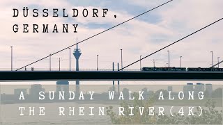 Düsseldorf (Germany) 4K: Walk along the Rhine river ❘ Rhein